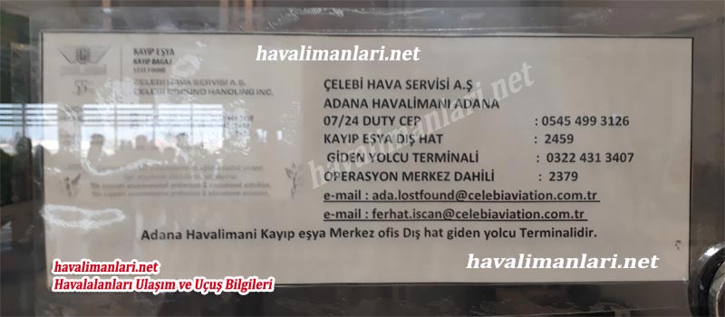 Adana Havaalanı Çelebi  Kayıp Eşya Bürosu