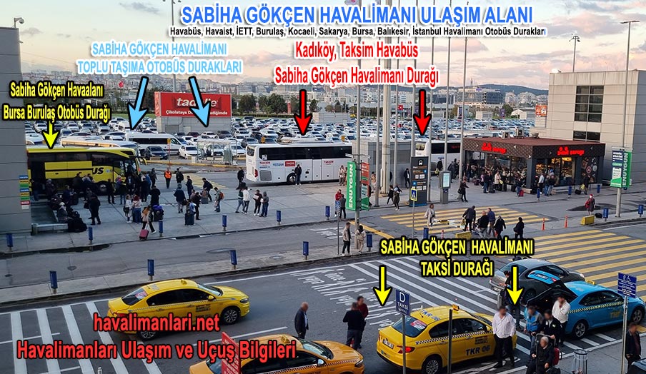 İstanbul Sabiha Gökçen Havalimanı Otobüs Durakları (Taksim, Kadıköy, İstanbul Havaalanı,  Adapazarı, Balıkesir, Bursa, Gebze, İzmit, Kocaeli, Sakarya )
