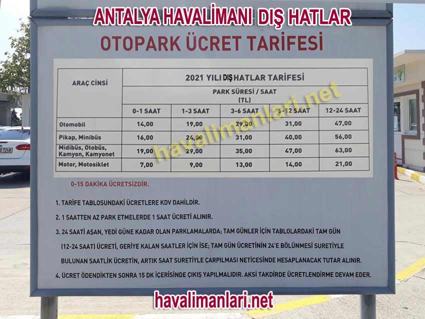 Antalya Havalimanı Dış Hatlar Otopark kuralları