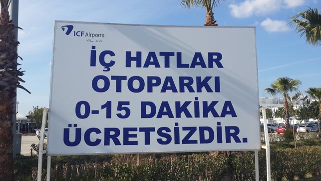 Antalya Havalimanı İç Hatlar Ödeme Ücretleri ve Otopark ücreti