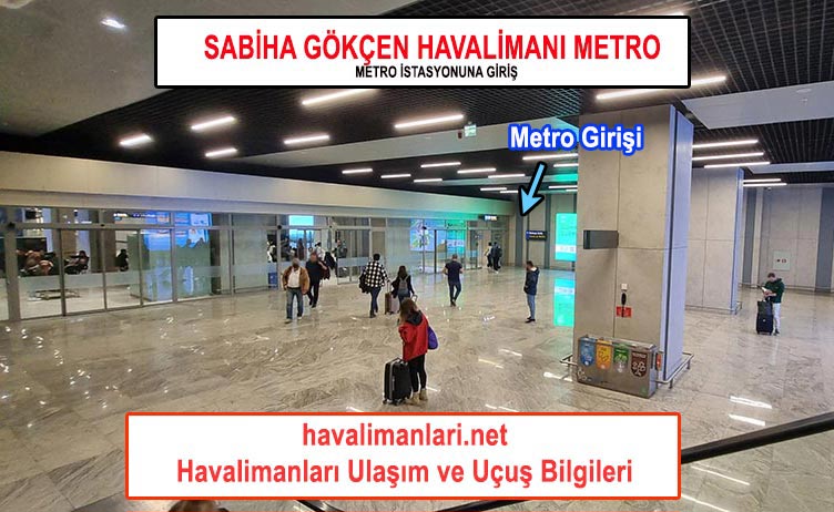 Sabiha Gökçen Havalimanı Terminalden Metro istasyonuna giriş ve Metro istasyonundan çıkış