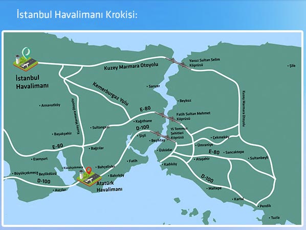 İstanbul Havalimanı Ulaşım Haritası
