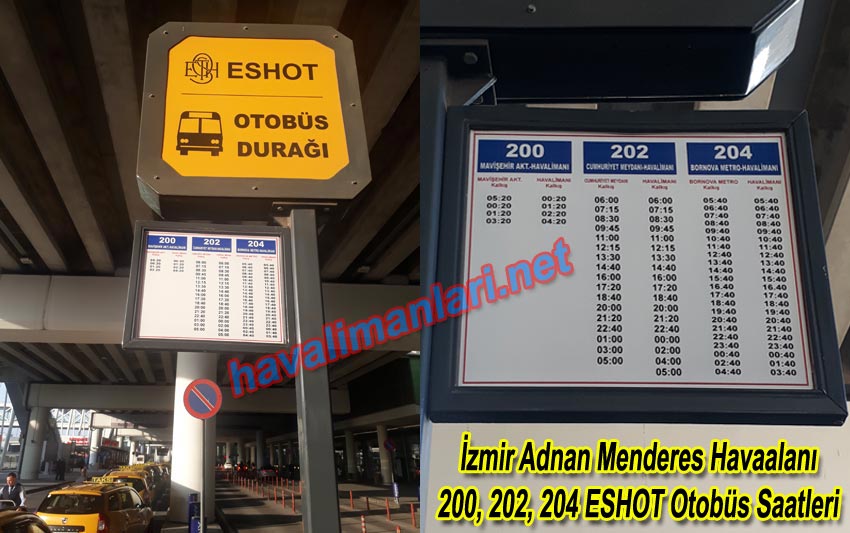 İzmir Adnan Menderes Havalimanı Otobüs Hareket kalkış  Saatleri